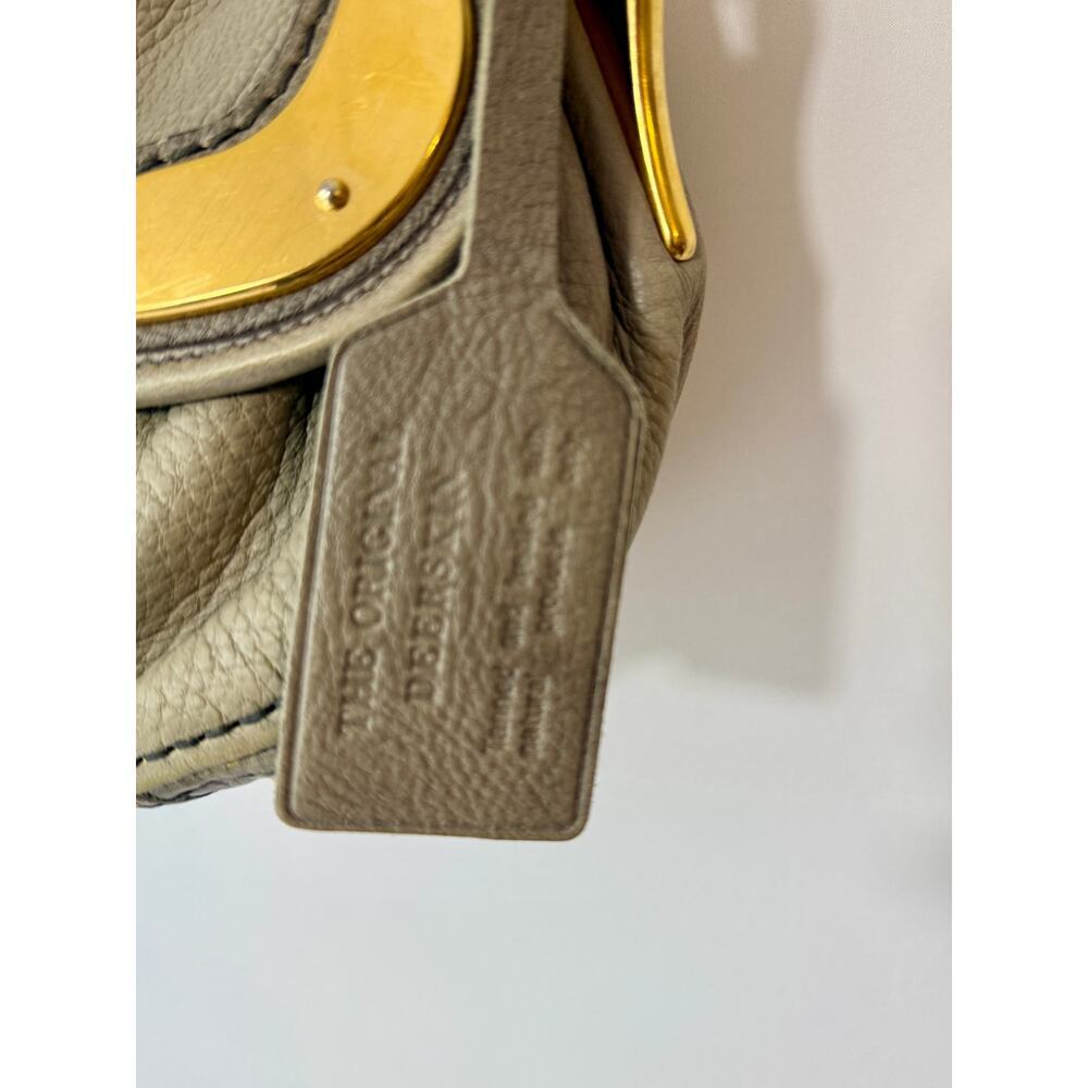 Vintage PRADA Handbag Womens Gray Deerskin Leather Cervo Flap Gold Accent COA - Picture 5 of 16